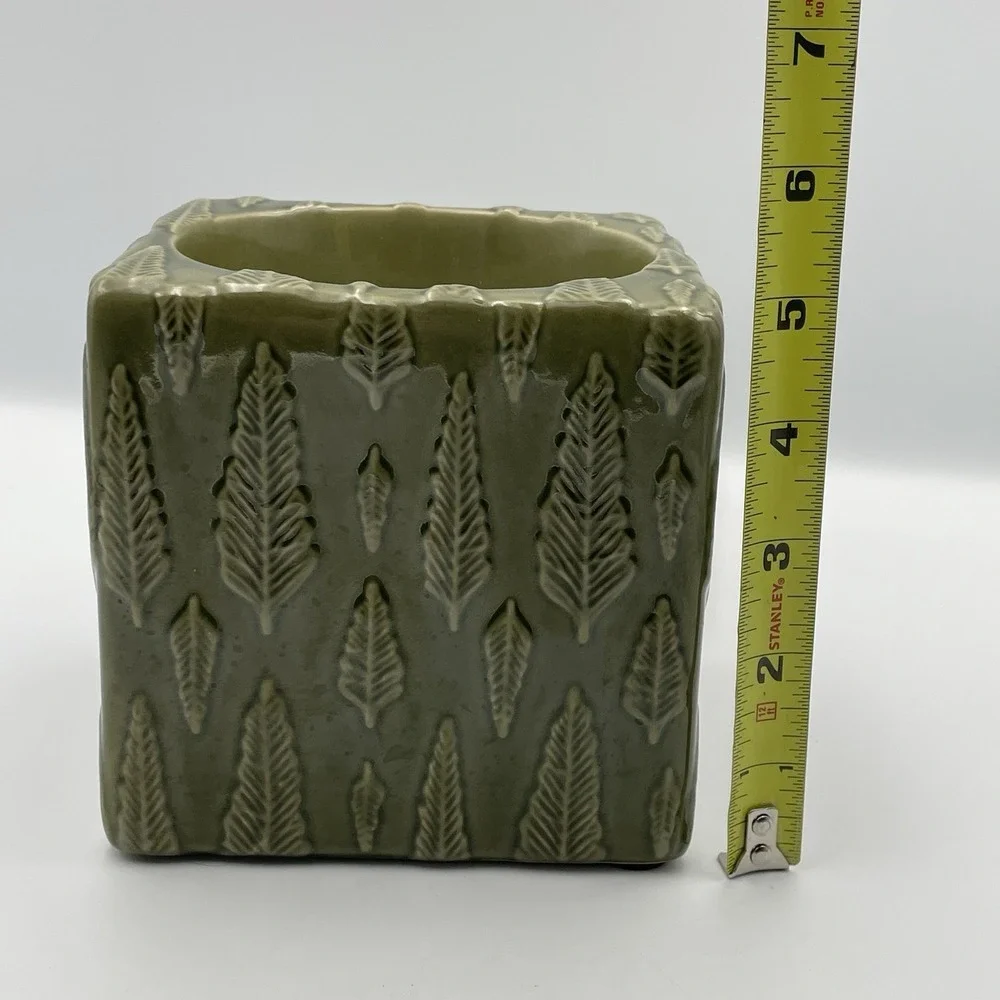Yankee Candle Electric Wax Melt Warmer Green Embossed Leaf‎ 2000s Ceramic 5
